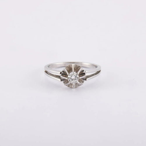 Bague 55 / Blanc/Gris / Or 750 Bague Solitaire Diamant 0.25 carat 58 Facettes 210146R