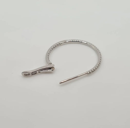 Boucles d'oreilles Créoles or blanc serties de diamants 58 Facettes