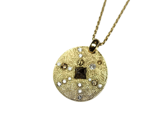 Pendentif De Beers Talisman - Médaille en or jaune 18 carats et diamants 58 Facettes A11967