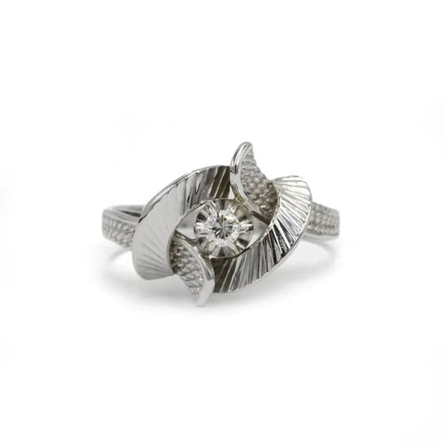 Bague 57.5 Bague Rétro - Or blanc & Diamant 58 Facettes 260042R