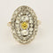 Bague 58.5 Bague à chaton ovale, or blanc et or jaune, diamants jaune et blanc 58 Facettes 58FC105