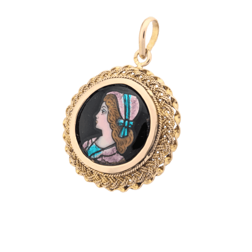 Pendentif Pendentif en or jaune et émail 58 Facettes 31222