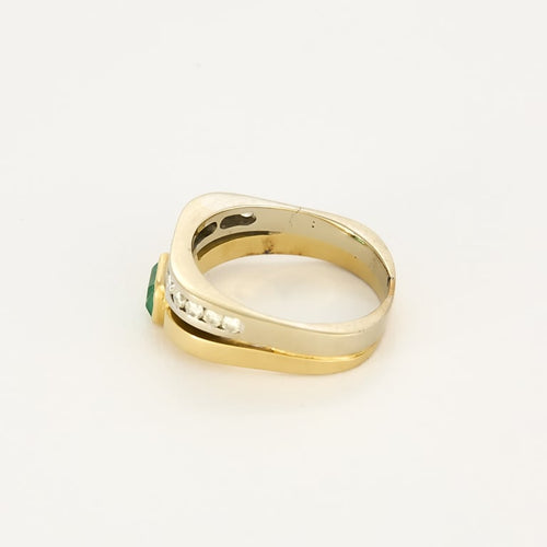 Bague 55.5 Bague en or jaune, or blanc, diamants et émeraude 58 Facettes MON1250