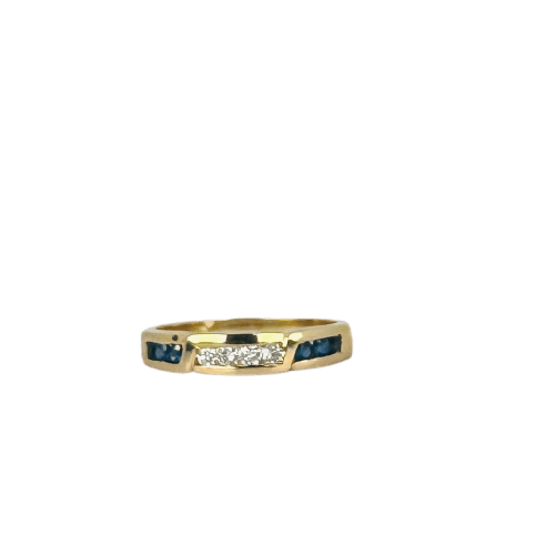 Bague Bague vintage en or jaune 18 carats avec diamants et saphirs bleus 58 Facettes 2310016