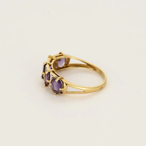 Bague 55 Bague jarretière en Or jaune améthystes et petits diamants 58 Facettes BL00341