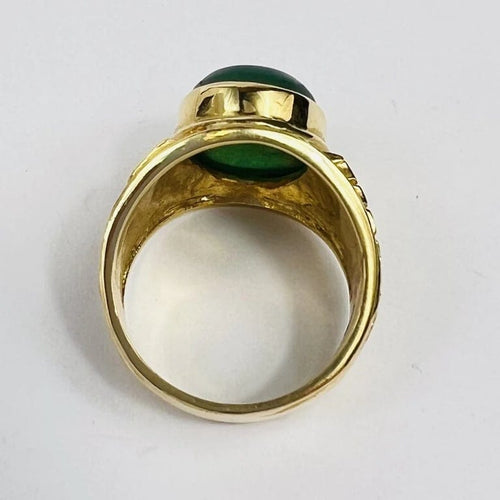 Bague 60 Chevalière Or Pierre Verte 58 Facettes 20400000740