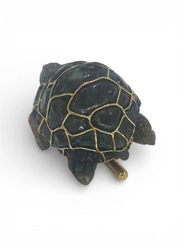 Broche Broche tortue en or et labradorite, émeraudes et rubis 58 Facettes