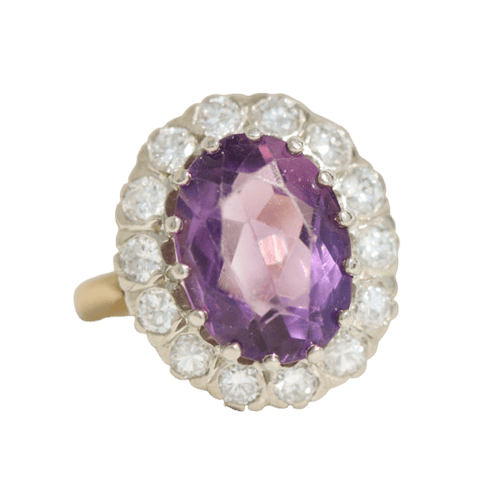 Bague 53.5 Bague édouardienne - Or jaune 14K, améthyste et diamants 58 Facettes 3229-21