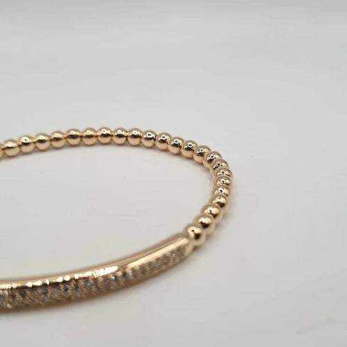 Bracelet Bracelet or rose 18 carats en billes d’or et barrette de diamants naturels 58 Facettes