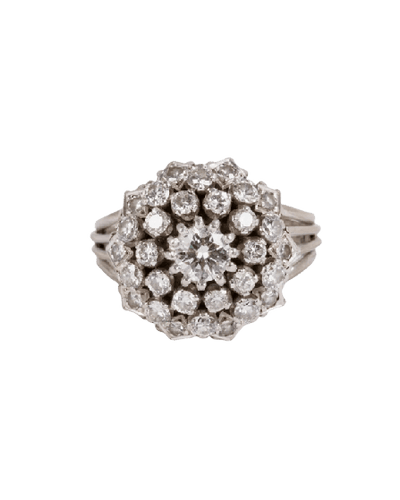 Bague 52 Bague marguerite fleur en or blanc 18 carats et diamants 58 Facettes 12Z