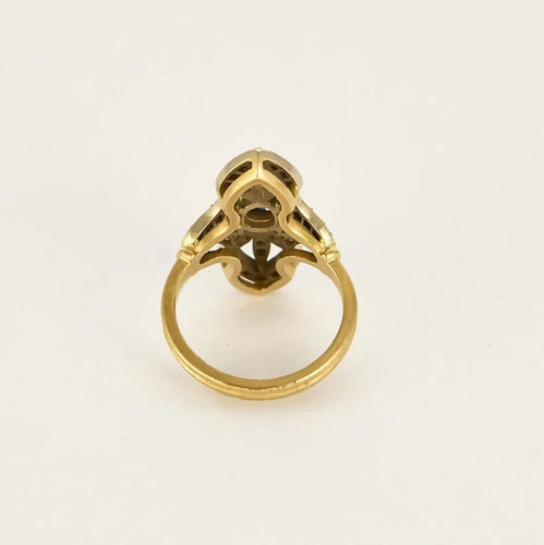 Bague 49 Bague marquise en or jaune 18K avec saphir et diamants 58 Facettes 58FC129