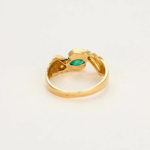 Bague 52 Bague bandeau or jaune, émeraude 58 Facettes GU220