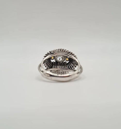 Bague 51 Bague or blanc, citrines et diamant taille ancienne 58 Facettes