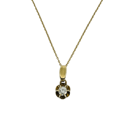 Pendentif Pendentif solitaire vintage en or jaune 14k et diamant brillant 58 Facettes 2601006