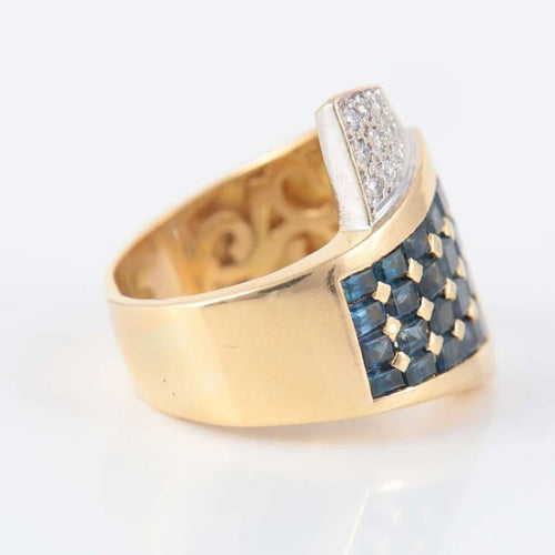 Bague 53 Bague Chevalière Saphirs Diamants 58 Facettes 2062