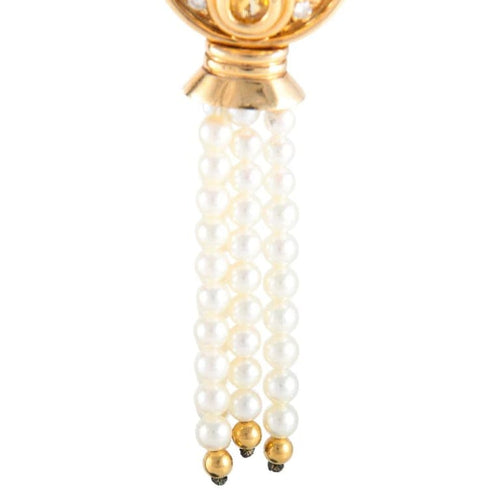 Boucles d'oreilles Boucles d'oreille citrine diamants et perles pendantes 58 Facettes