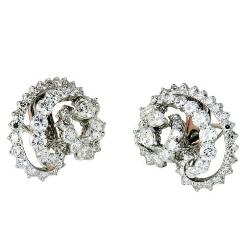 Boucles d'oreilles Clips d’oreilles - 950 platine et diamants 5,60 ct 58 Facettes 1843