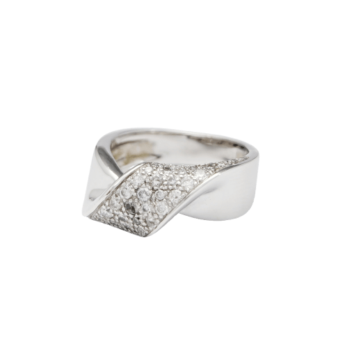 Bague 55 Bague torsadée en or blanc 18 carats et diamants 58 Facettes 32648