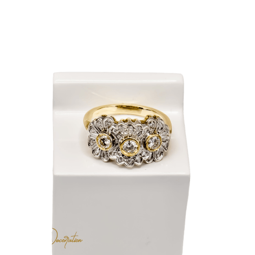 Bague 52.5 Bague Art déco rétro années 1940 en or blanc 14 carats et diamants 58 Facettes 2601