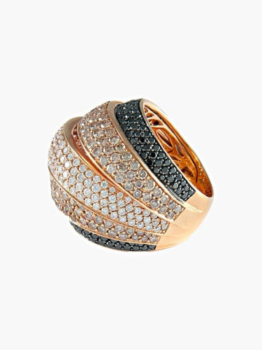 Bague 51.5 Bague pavée en or rose et diamants blancs, bruns et noirs 58 Facettes 422 50057