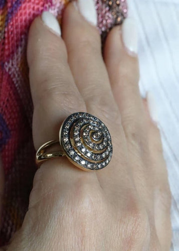 Bague 54 Bague escargot Or jaune Diamant 58 Facettes 1954