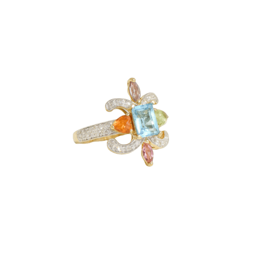 Bague 56 Bague en or jaune 18K avec topaze et diamants 58 Facettes 2654