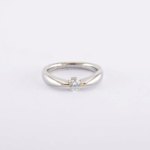Bague 51 / Blanc/Gris / Platine 900 Bague Solitaire 0.25 carat 58 Facettes 140490R