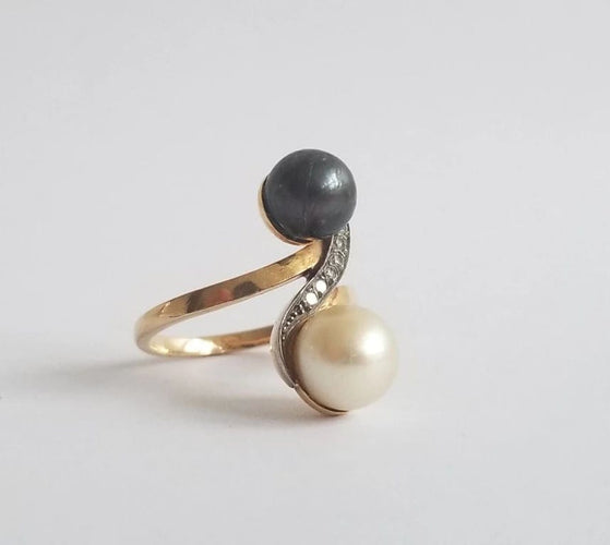 Bague 57 Bague Perles de culture et diamants anciens 58 Facettes
