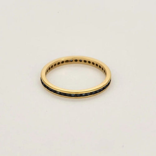 Bague 59.5 Alliance en or jaune et saphirs 58 Facettes CHAL01932