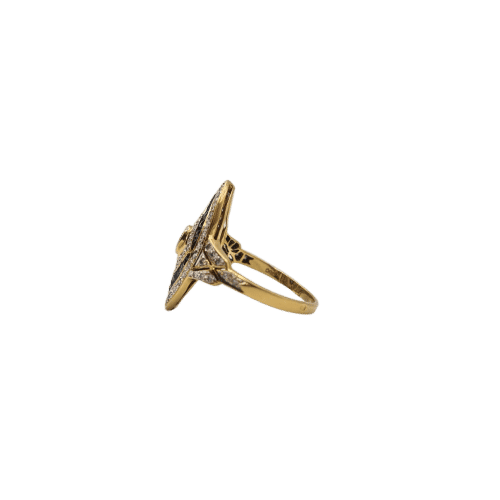 Bague 54 Bague art déco or jaune 18 carats sertie de saphirs ovales et diamants 58 Facettes