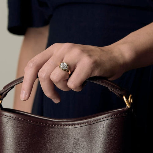 Bague 52.5 Bague en or jaune et or gris, diamants 58 Facettes VAN0760X2