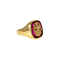 Bague 55.5 Bague chevalière vintage à blason en or jaune 18 carats et rubis synthétique 58 Facettes