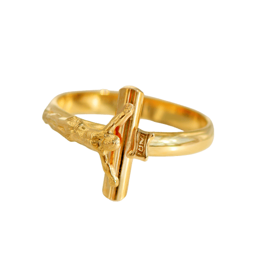 Bague 56 Bague vintage motif crucifix en or jaune 18 carats 58 Facettes