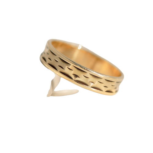 Bague 58 Bague bande vintage en or jaune 14 carats à motif gravé 58 Facettes