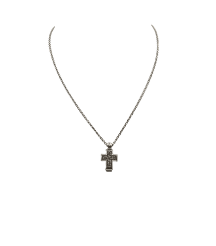 Collier Collier et pendentif croix or blanc 18 carats sertis de diamants 58 Facettes
