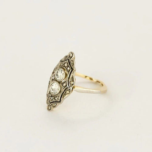 Bague 50,5 Bague Belle Époque à chaton losangique en or gris 18k et diamants 58 Facettes DADB-10
