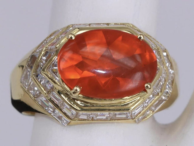 Bague Bague en or jaune déclaration art déco Mandarin Garnet 58 Facettes BA-1155