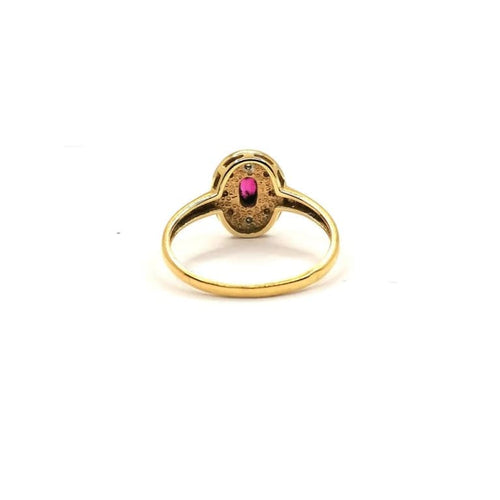 Bague 54 Bague or jaune diamants rubis 58 Facettes V43
