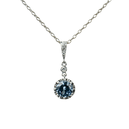 Collier Collier en or blanc 750 avec aquamarine et diamants 58 Facettes 2139