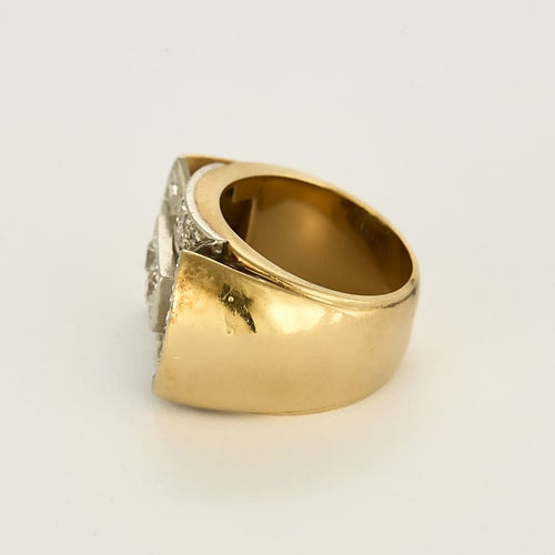 Bague 52 Bague Tank en or jaune, or blanc et diamants 58 Facettes B250700