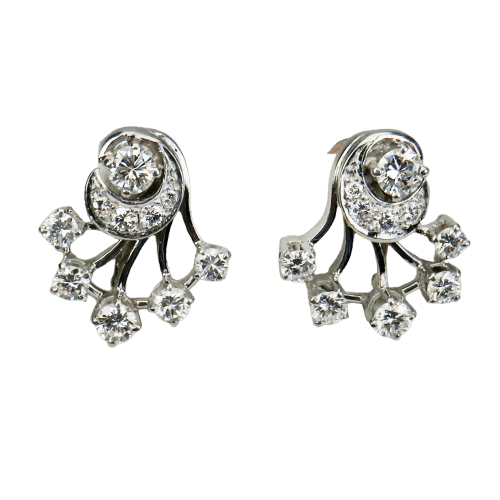 Boucles d'oreilles Boucles d’oreilles en or blanc 14 carats avec diamants 58 Facettes 2822