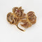 Boucles d'oreilles Clip bouquet de chrysanthème en or jaune 18 carats, rubis et saphirs 58 Facettes AB38