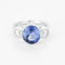 Bague 53 Bague - Saphir ovale env. 5 ct en or blanc 18k et diamants 58 Facettes LJ22-77