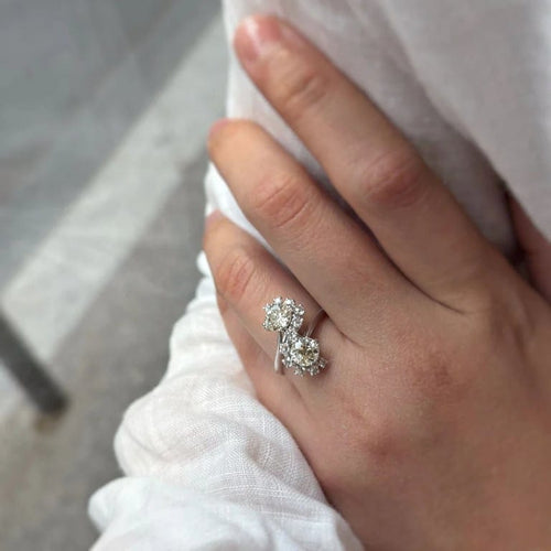 Bague 53 Bague Toi et Moi - Or, platine et diamants 58 Facettes 250031SP