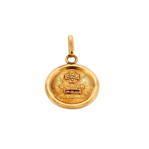 Pendentif Pendentif or jaune rubis roses 58 Facettes