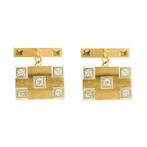 Boutons de manchette Boutons de manchettes en or jaune et diamants 58 Facettes BLO0626