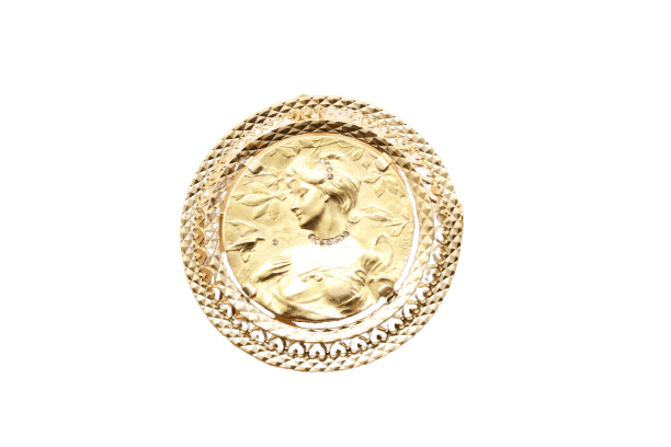 Pendentif Dropsy - Broche/pendentif médaille en or jaune et diamants 58 Facettes