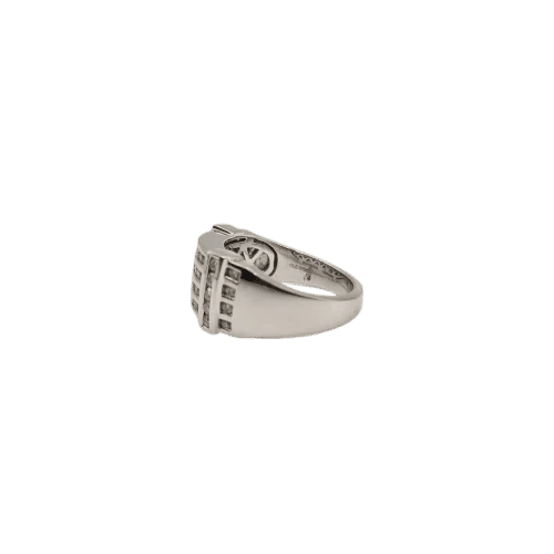 Bague 54.5 Bague or blanc 18 carats sertie de 3 rangées de diamants 58 Facettes
