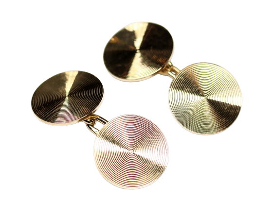 Boutons de manchette Cartier - Boutons de manchette disques en or jaune 750 58 Facettes A11961