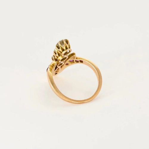 Bague 51 Bague aigrette or jaune, diamants et rubis 58 Facettes LAV1715